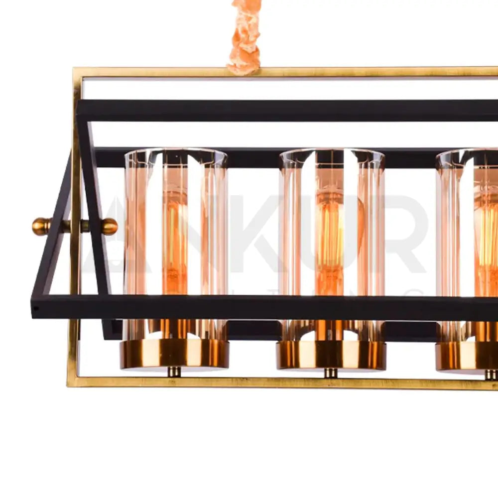 ANKUR JUTTY 5 LIGHT ANTIQUE GOLD WITH BLACK CHANDELIER - Ankur Lighting