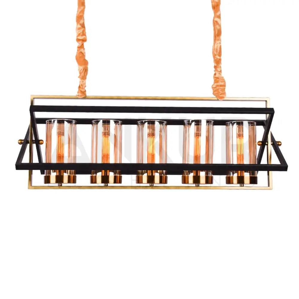 ANKUR JUTTY 5 LIGHT ANTIQUE GOLD WITH BLACK CHANDELIER - Ankur Lighting