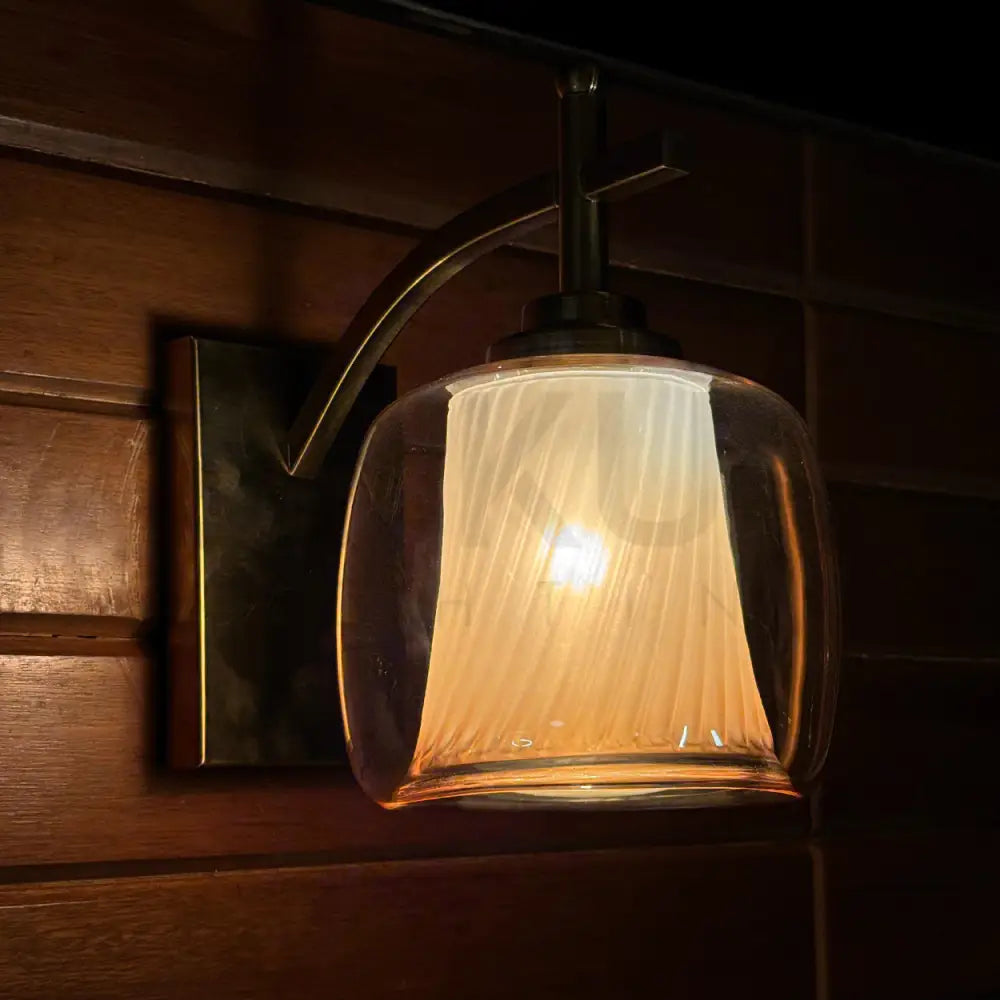 ANKUR LORENZO VINTAGE STYLE METAL AND GLASS WALL LIGHT