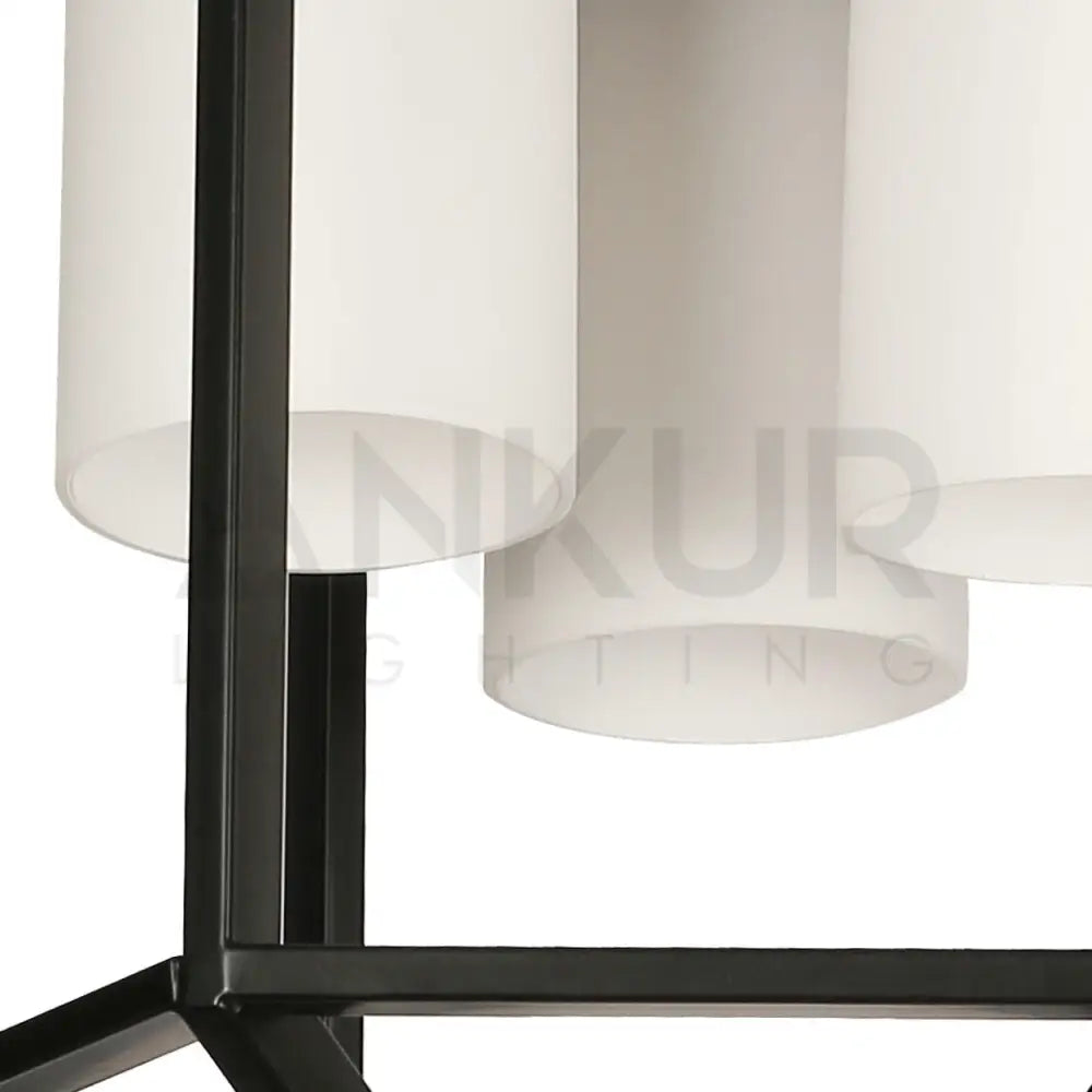 ANKUR MANHATTAN 3 LIGHT BLACK METAL WITH WHITE GLASS CHANDELIER - Ankur Lighting