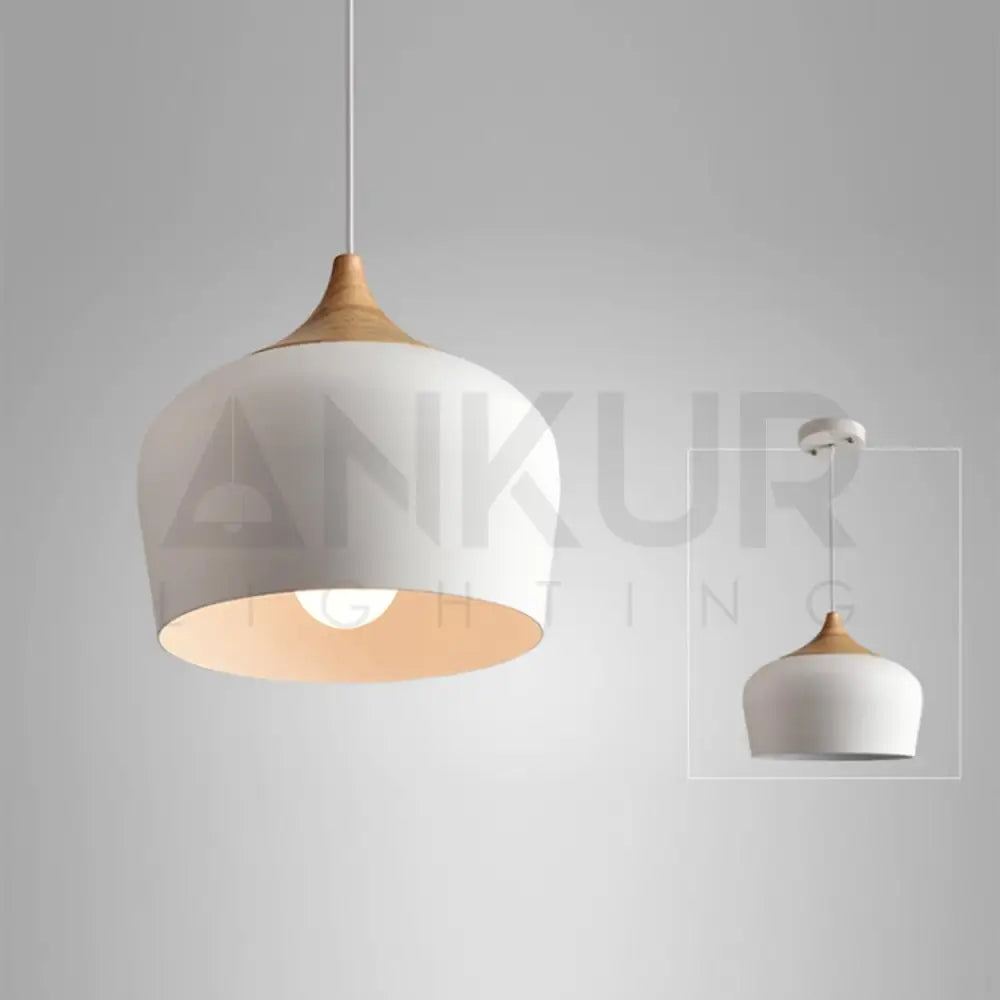 ANKUR MODERN NORDIC DOME WITH NATURAL WOOD PENDANT LIGHT - Ankur Lighting
