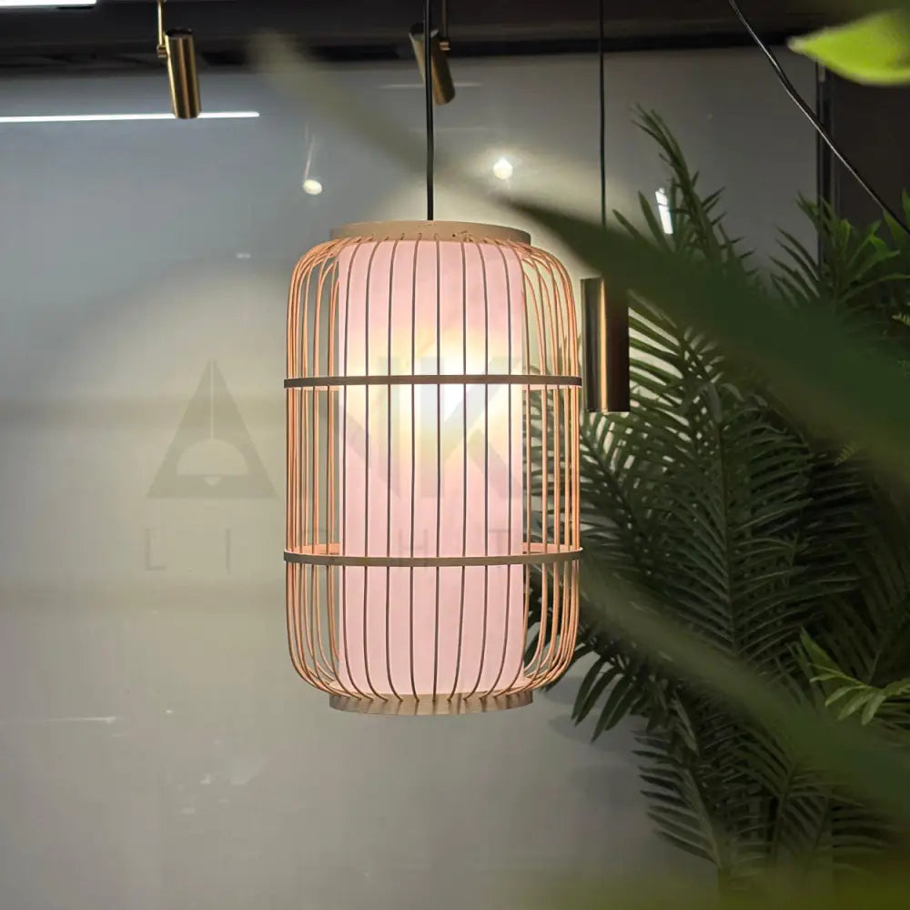 ANKUR NIVA NATURAL BAMBOO CANE AND FABRIC PENDANT LIGHT Pendant Light