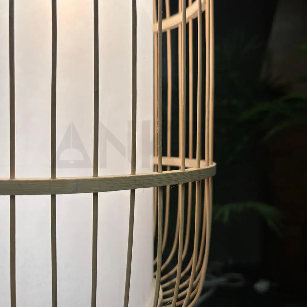 ANKUR NIVA NATURAL BAMBOO CANE AND FABRIC PENDANT LIGHT Pendant Light
