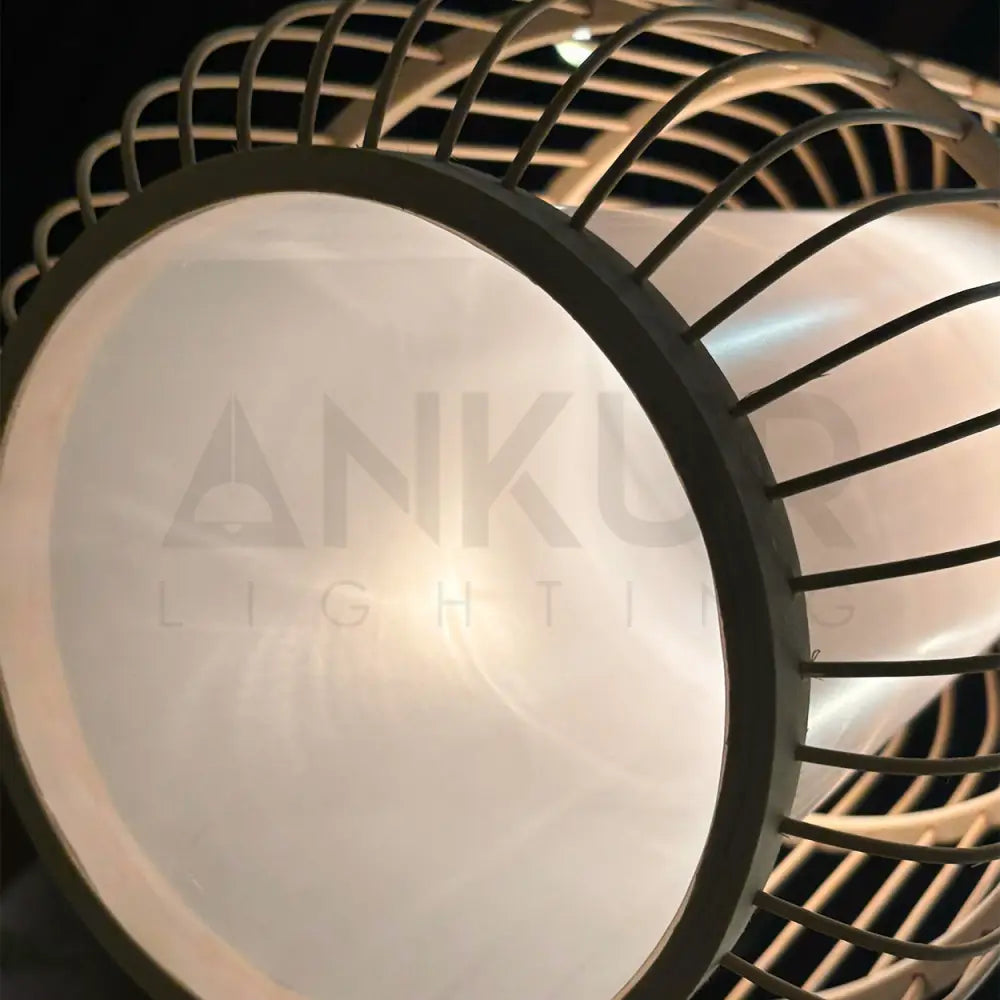 ANKUR NIVA NATURAL BAMBOO CANE AND FABRIC PENDANT LIGHT Pendant Light