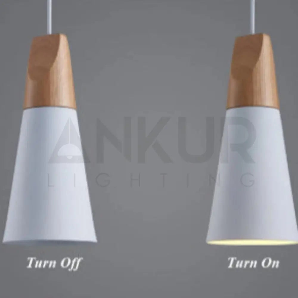 ANKUR NORDIC SLIM CONE NATURAL WOOD AND METAL PENDANT LIGHT - Ankur Lighting