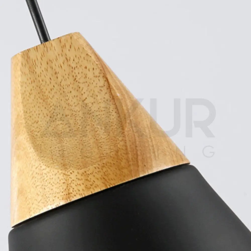 ANKUR NORDIC SLIM CONE NATURAL WOOD AND METAL PENDANT LIGHT - Ankur Lighting