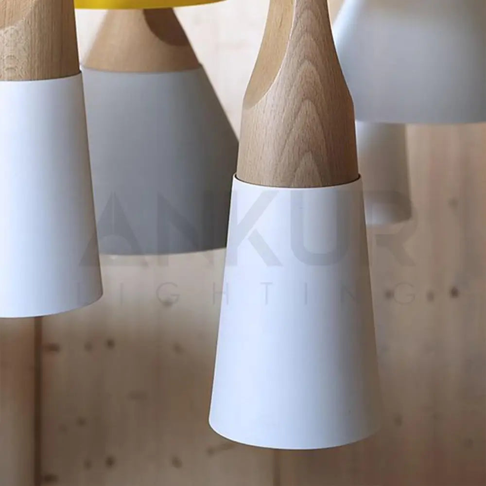 ANKUR NORDIC SLIM CONE NATURAL WOOD AND METAL PENDANT LIGHT - Ankur Lighting