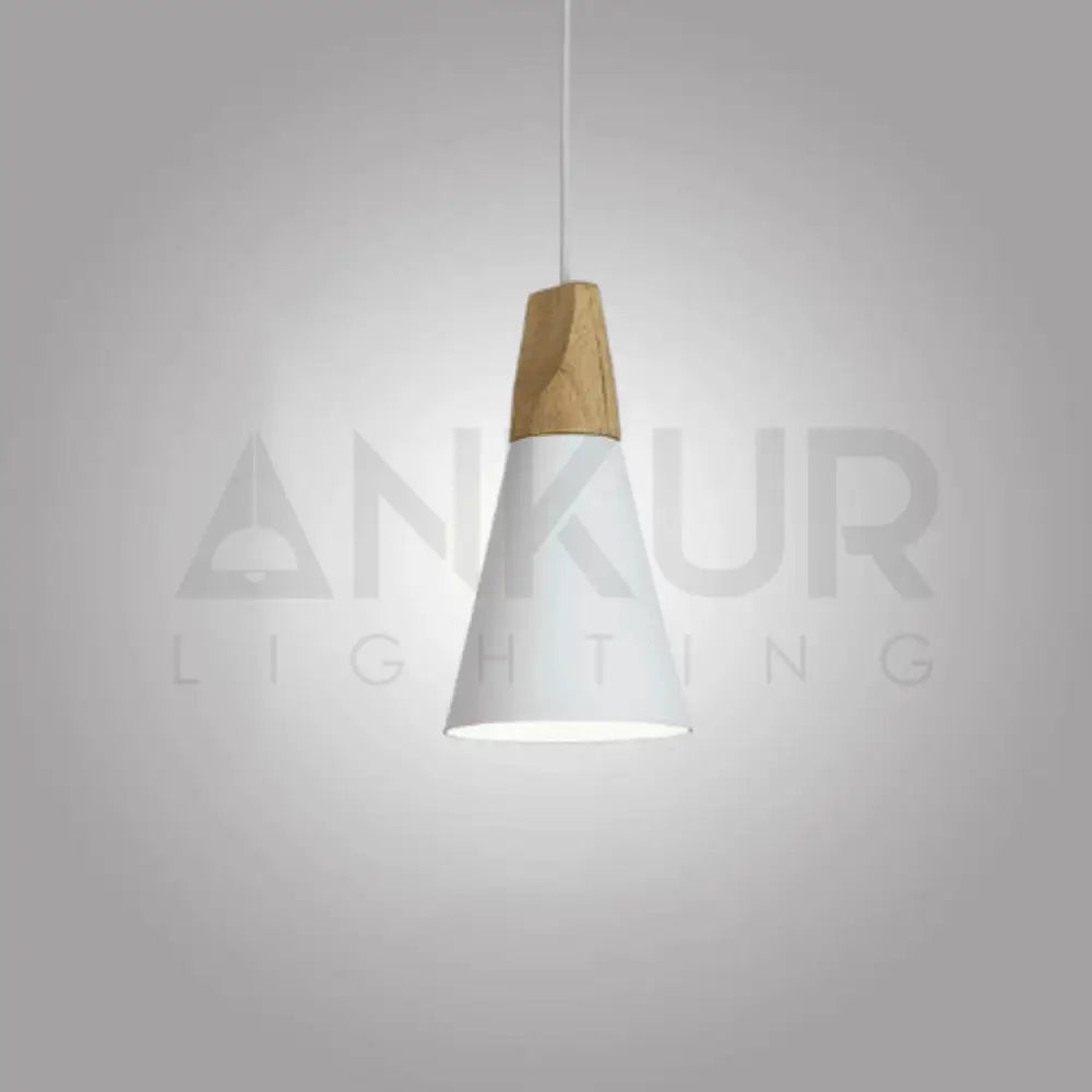 ANKUR NORDIC SLIM CONE NATURAL WOOD AND METAL PENDANT LIGHT - Ankur Lighting