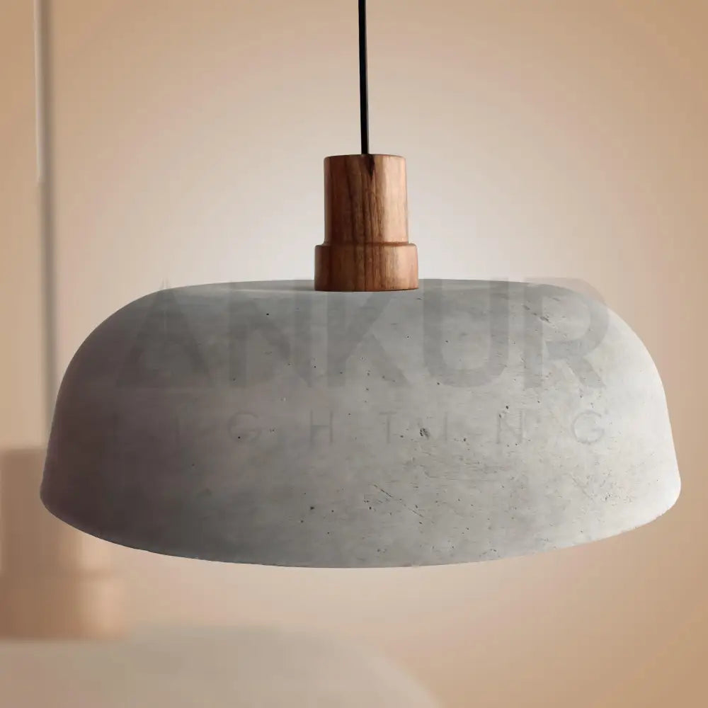ANKUR NORDIC WIDE CONCRETE HANGING WITH NATURAL WOOD - Ankur Lighting