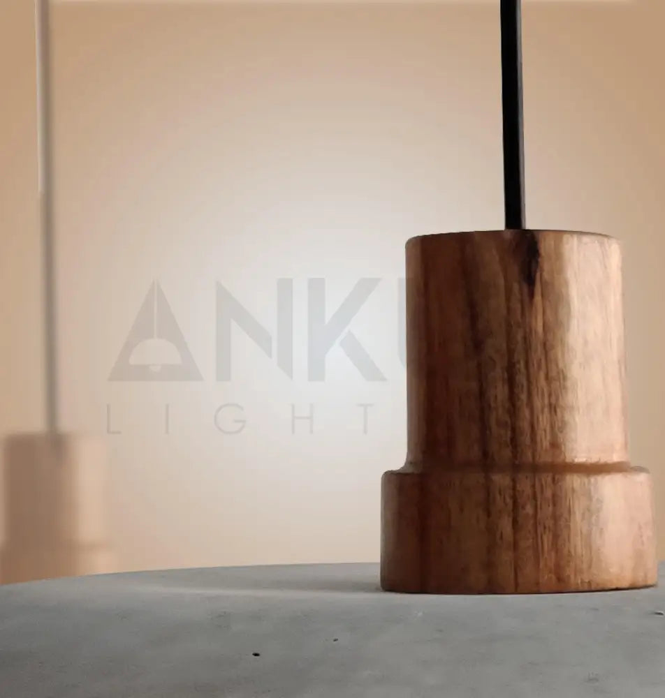 ANKUR NORDIC WIDE CONCRETE HANGING WITH NATURAL WOOD - Ankur Lighting