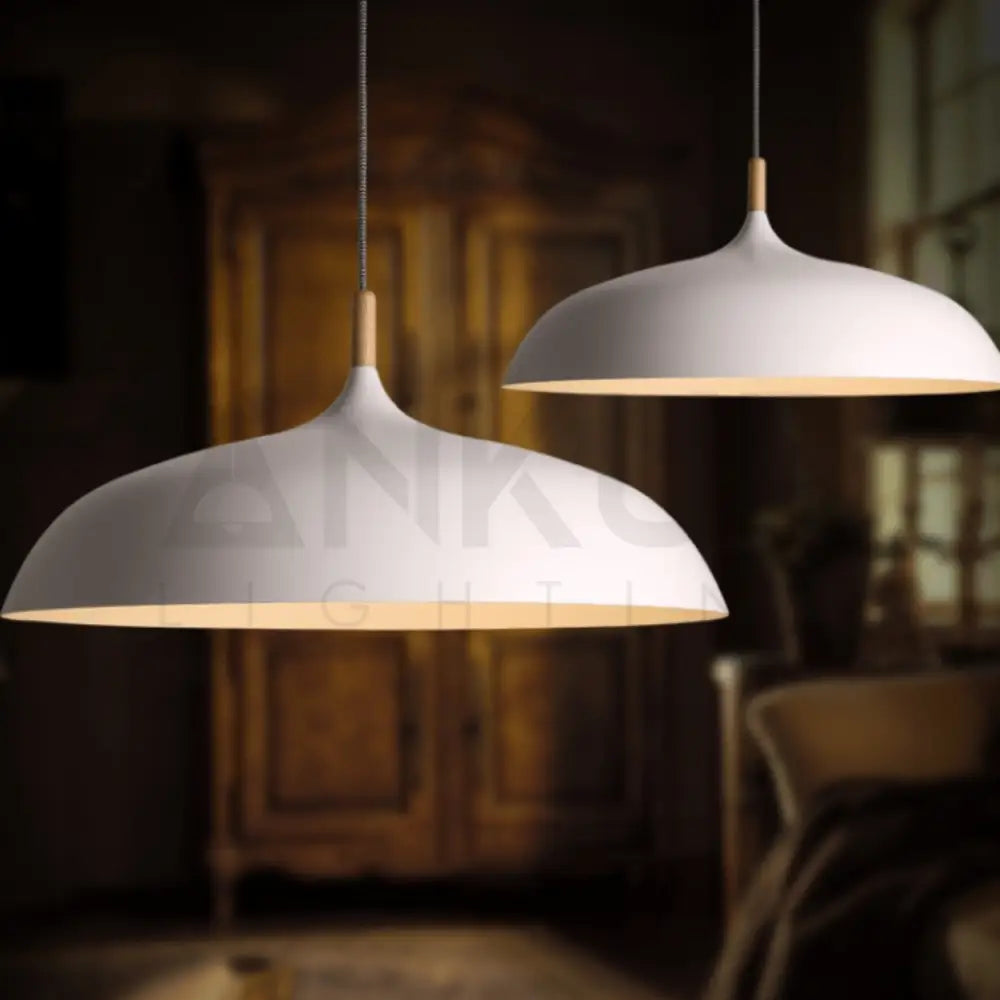 ANKUR NORDIC WIDE METAL AND NATURAL WOOD PENDANT LIGHT - Ankur Lighting