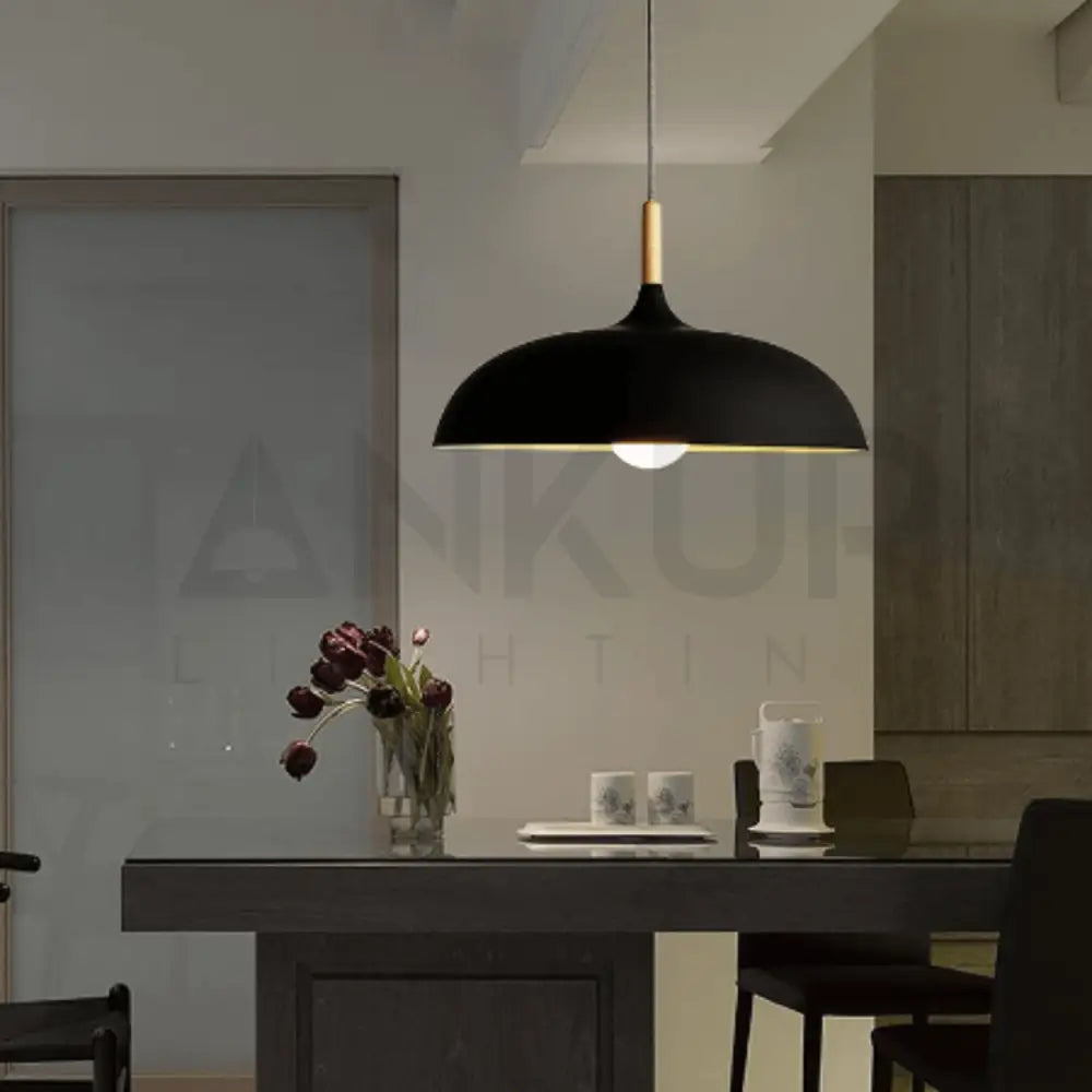ANKUR NORDIC WIDE METAL AND NATURAL WOOD PENDANT LIGHT - Ankur Lighting