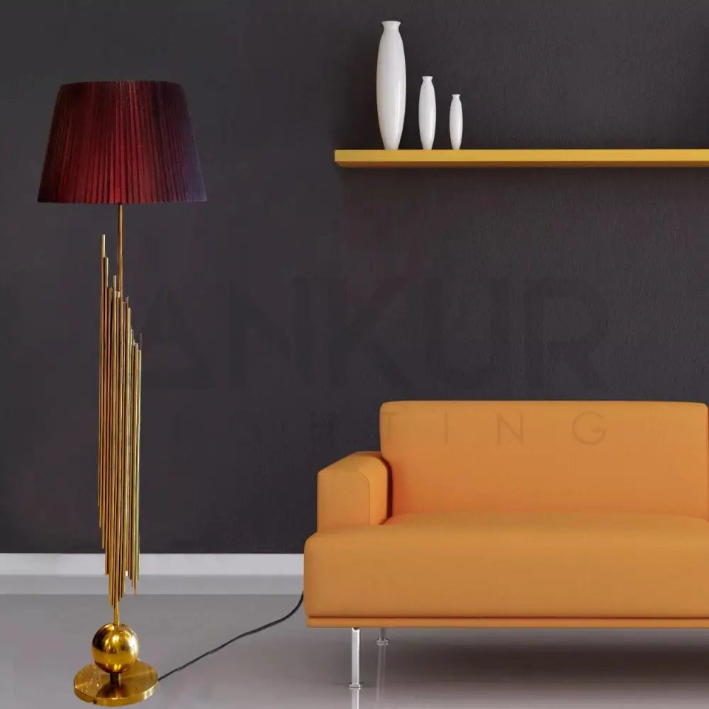 ANKUR ORGAN CONTEMPORARY FLOOR LAMP GOLD FINISH - Ankur Lighting