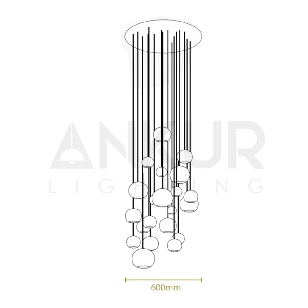 ANKUR PENTA GLO CONTEMPORARY DOUBLE HEIGHT GLASS CHANDELIER - Ankur Lighting