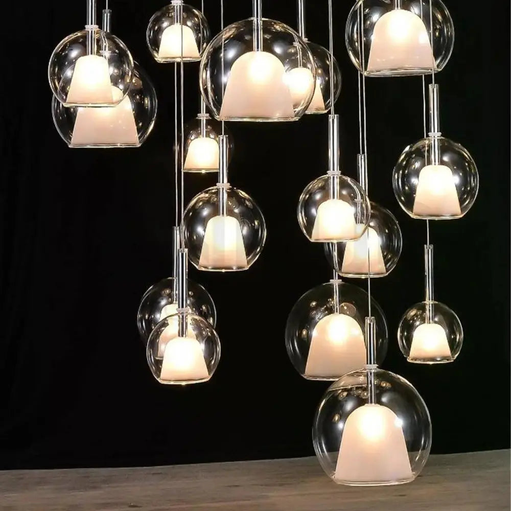 ANKUR PENTA GLO CONTEMPORARY DOUBLE HEIGHT GLASS CHANDELIER - Ankur Lighting