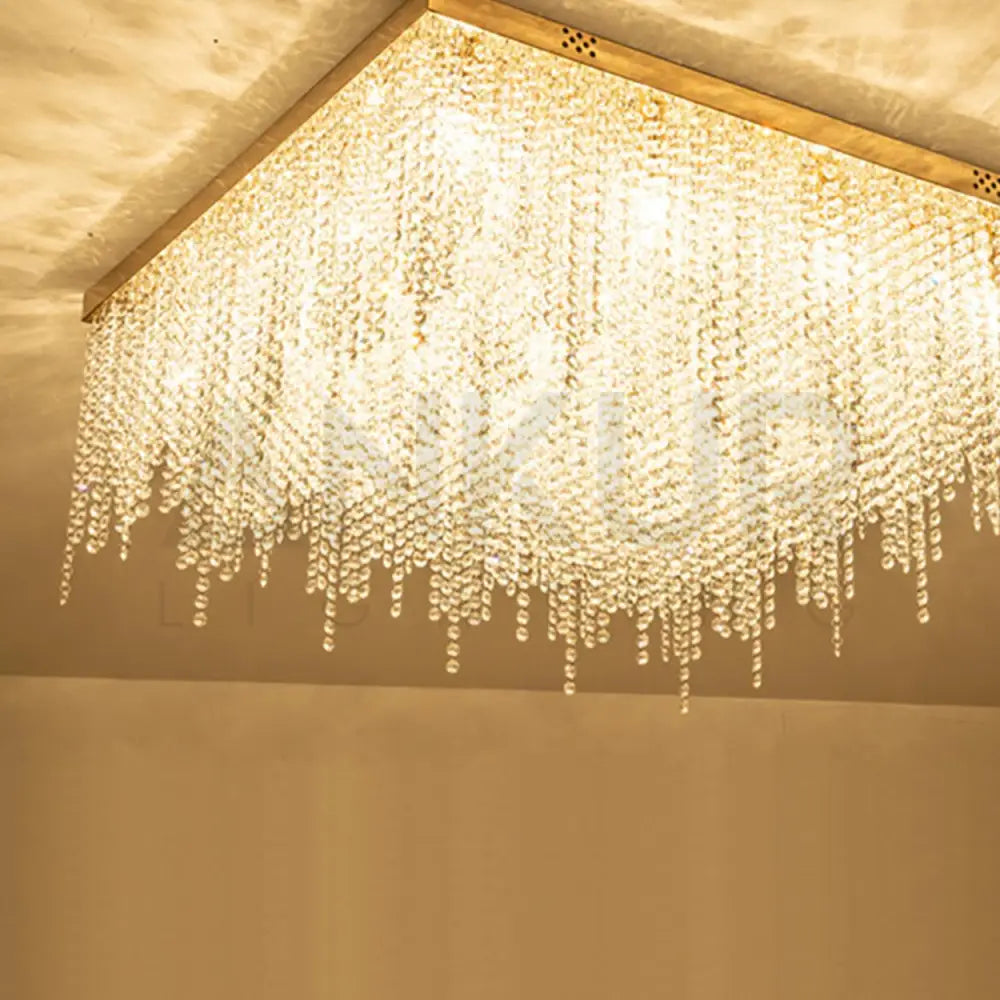 ANKUR RECTANGULAR MANOOI STYLE CLEAR CRYSTAL CHANDELIER CUSTOMIZED - Ankur Lighting