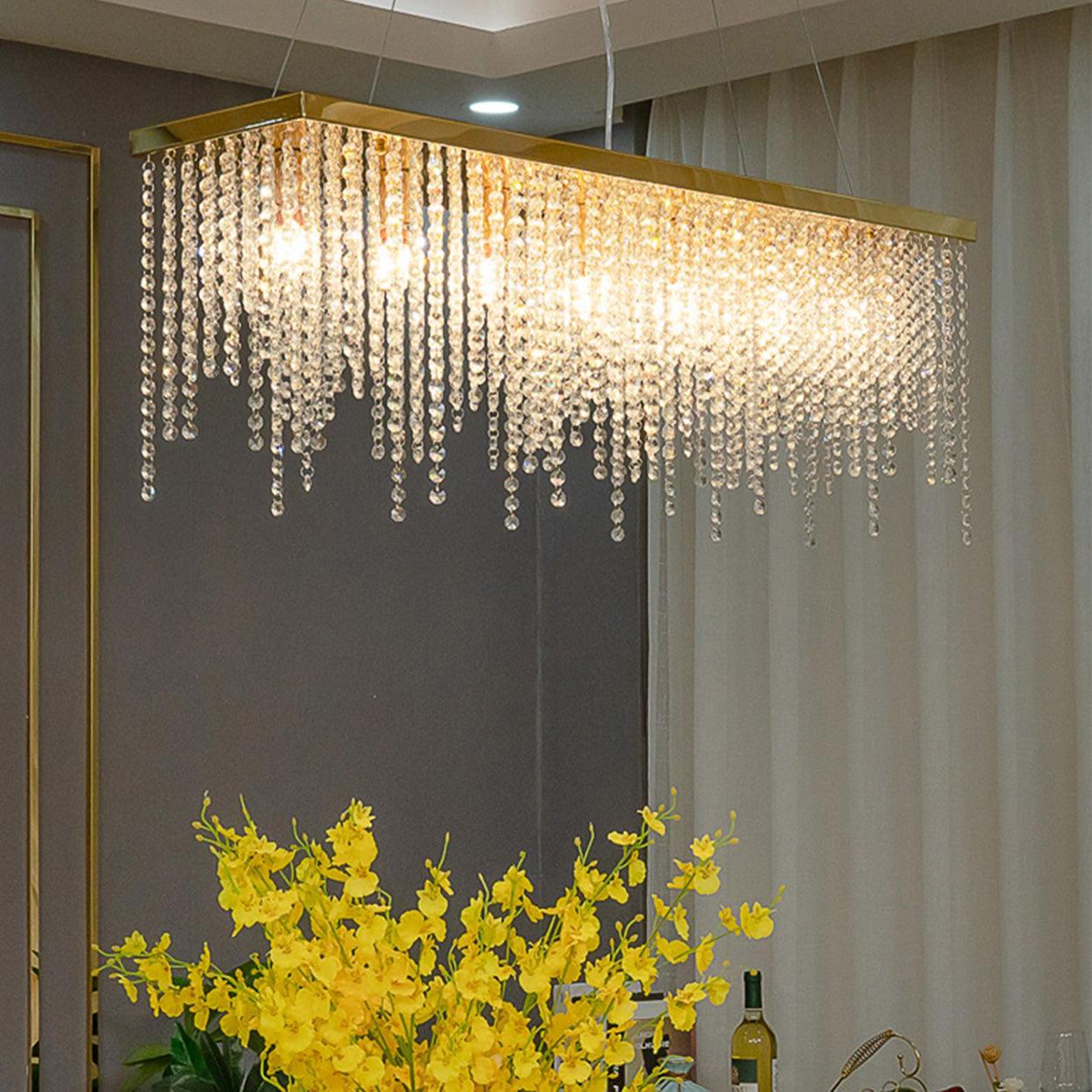 ANKUR RECTANGULAR MANOOI STYLE CLEAR CRYSTAL CHANDELIER CUSTOMIZED - Ankur Lighting