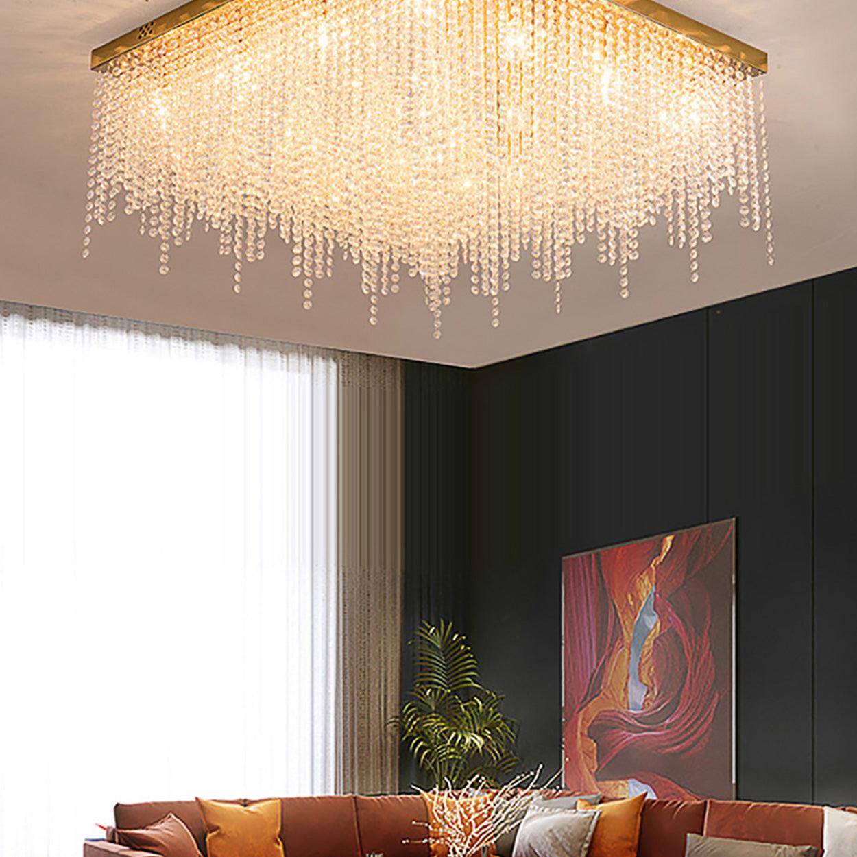 ANKUR RECTANGULAR MANOOI STYLE CLEAR CRYSTAL CHANDELIER CUSTOMIZED - Ankur Lighting