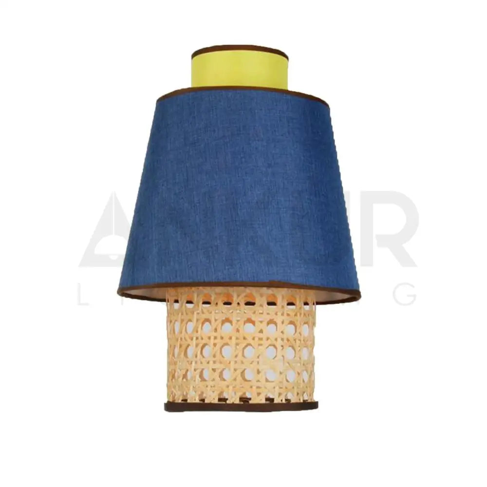 ANKUR RETRO CONICAL NATURAL BAMBOO CANE AND FABRIC PENDANT LIGHT - Ankur Lighting