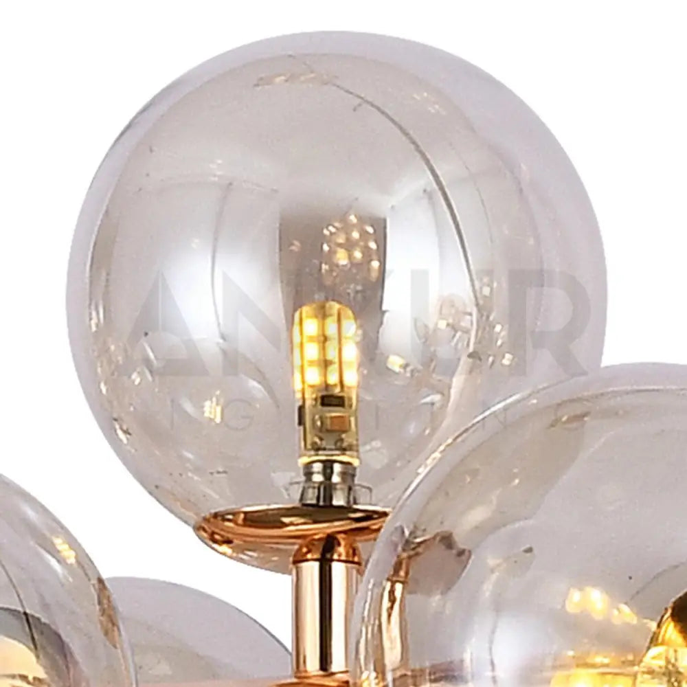 ANKUR ROMA 25 LIGHT CHAMPAGNE GLASS WITH GOLD METAL RADIANT CHANDELIER - Ankur Lighting