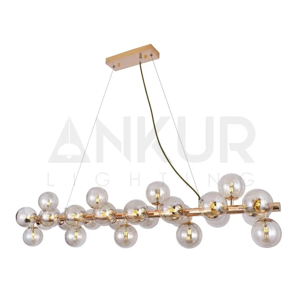 ANKUR ROMA 25 LIGHT CHAMPAGNE GLASS WITH GOLD METAL RADIANT CHANDELIER - Ankur Lighting