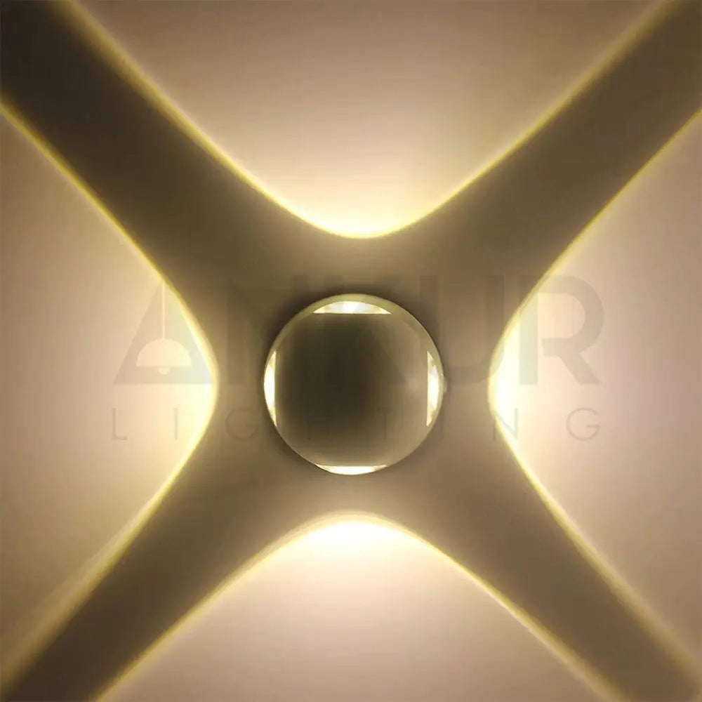 ANKUR ROTED 4-WAY ROUND OUTDOOR LED WALL LIGHT - Ankur Lighting