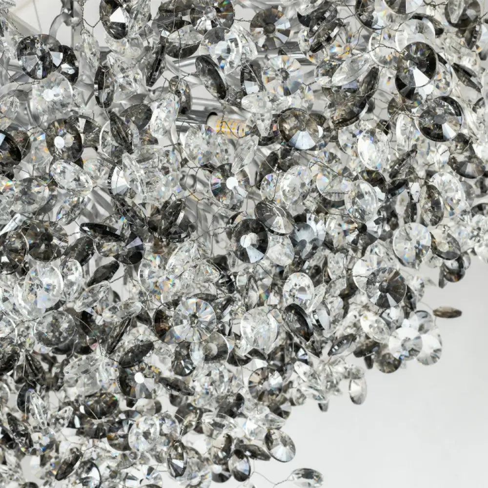 ANKUR ROUND BLOOM CONTEMPORARY CRYSTAL CHANDELIER 800MM (32’’) / BLACK + CHROME Chandelier