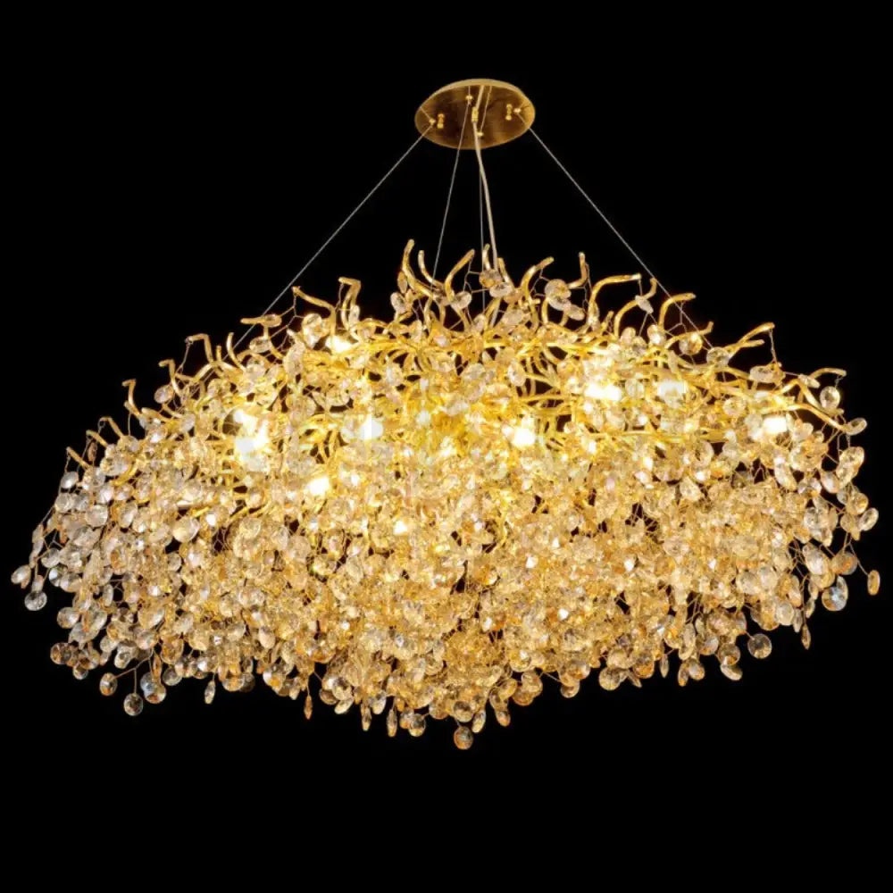 ANKUR ROUND BLOOM CONTEMPORARY CRYSTAL CHANDELIER 800MM (32’’) / GOLD + AMBER Chandelier
