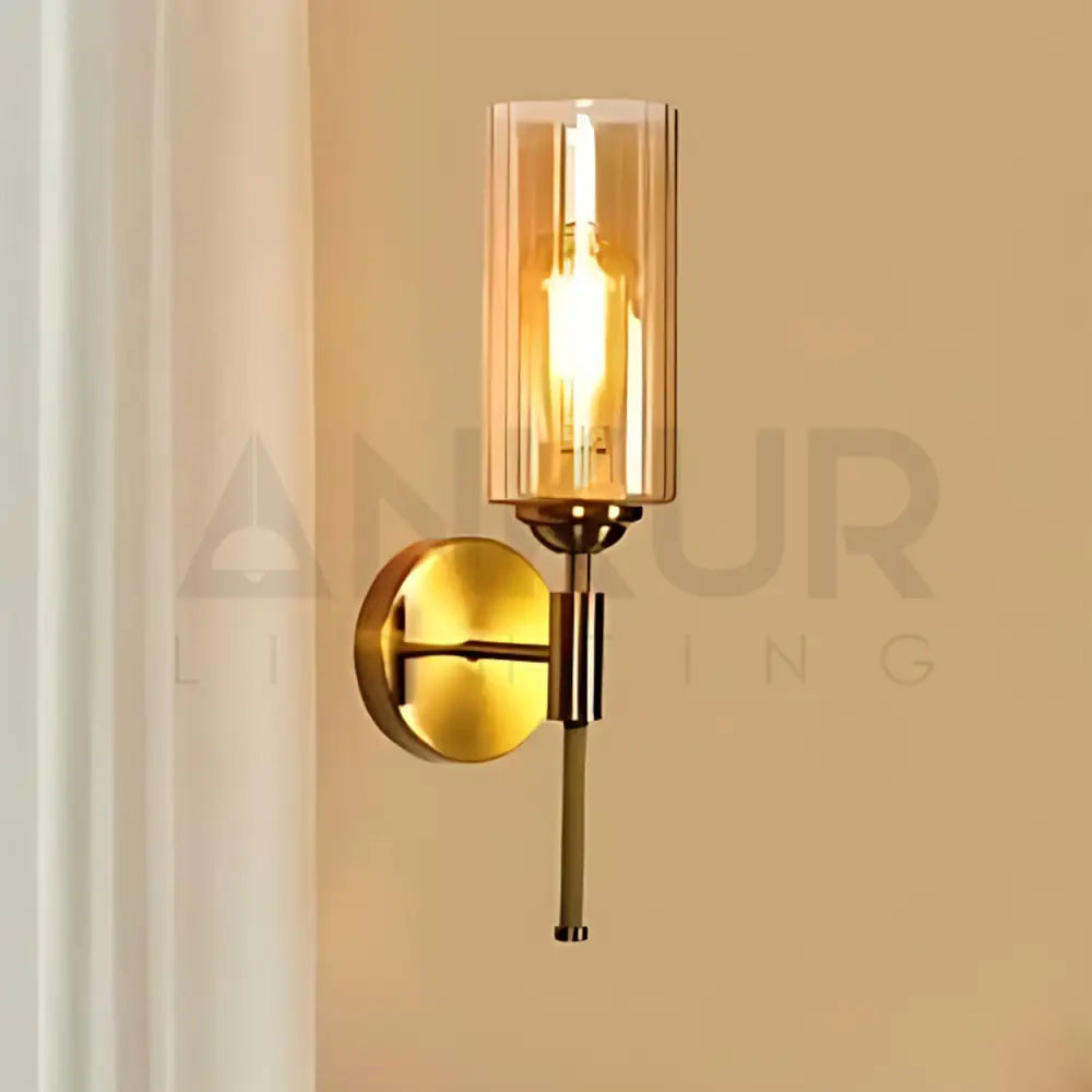 ANKUR SALUTO ANTIQUE BRASS WALL LIGHT WITH GLASS Wall Sconce