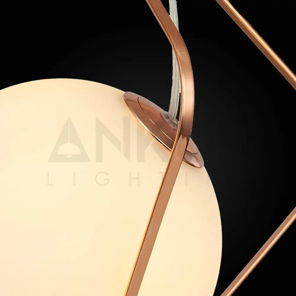 ANKUR SAMARA ROSE GOLD METAL CAGE WITH FROSTED GLASS PENDANT LIGHT - Ankur Lighting