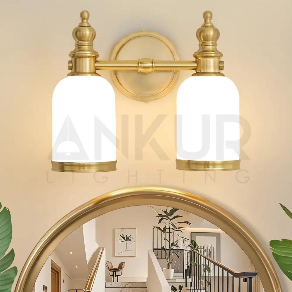 ANKUR SOVEREIGN VINTAGE STYLE METAL AND GLASS MIRROR LIGHT 2 Lamps
