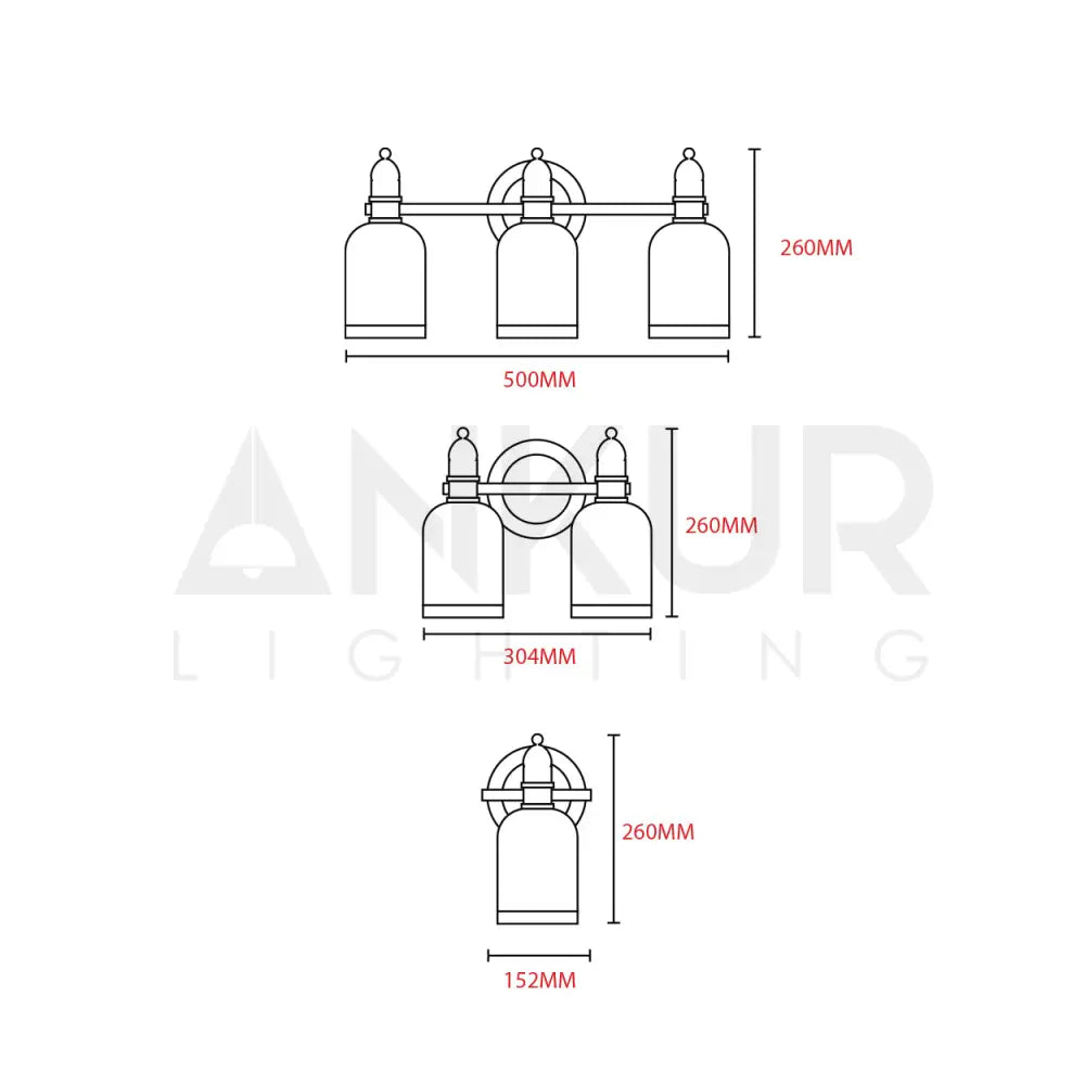 ANKUR SOVEREIGN VINTAGE STYLE METAL AND GLASS MIRROR LIGHT