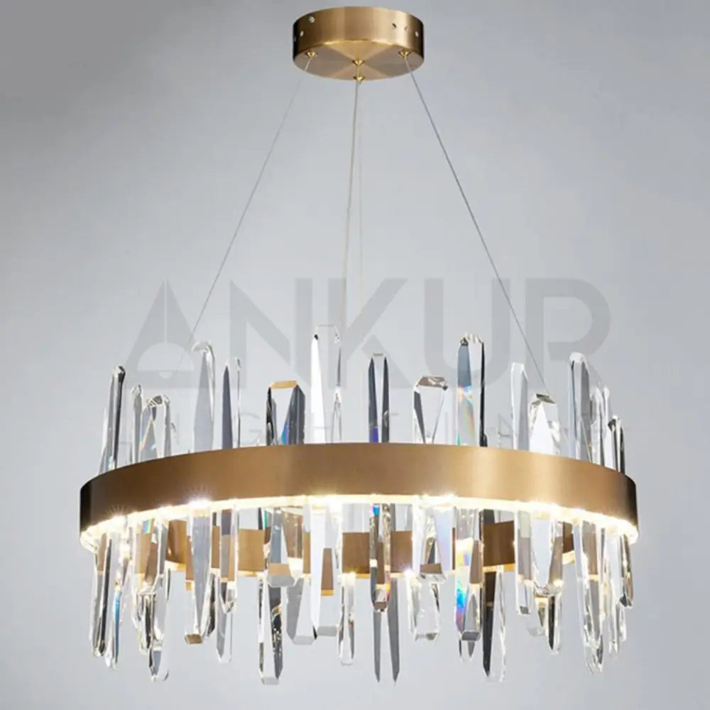 ANKUR SPACED CRYSTAL BAR LED ROUND CONTEMPORARY CHANDELIER - Ankur Lighting
