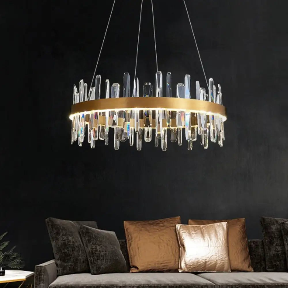 ANKUR SPACED CRYSTAL BAR LED ROUND CONTEMPORARY CHANDELIER - Ankur Lighting