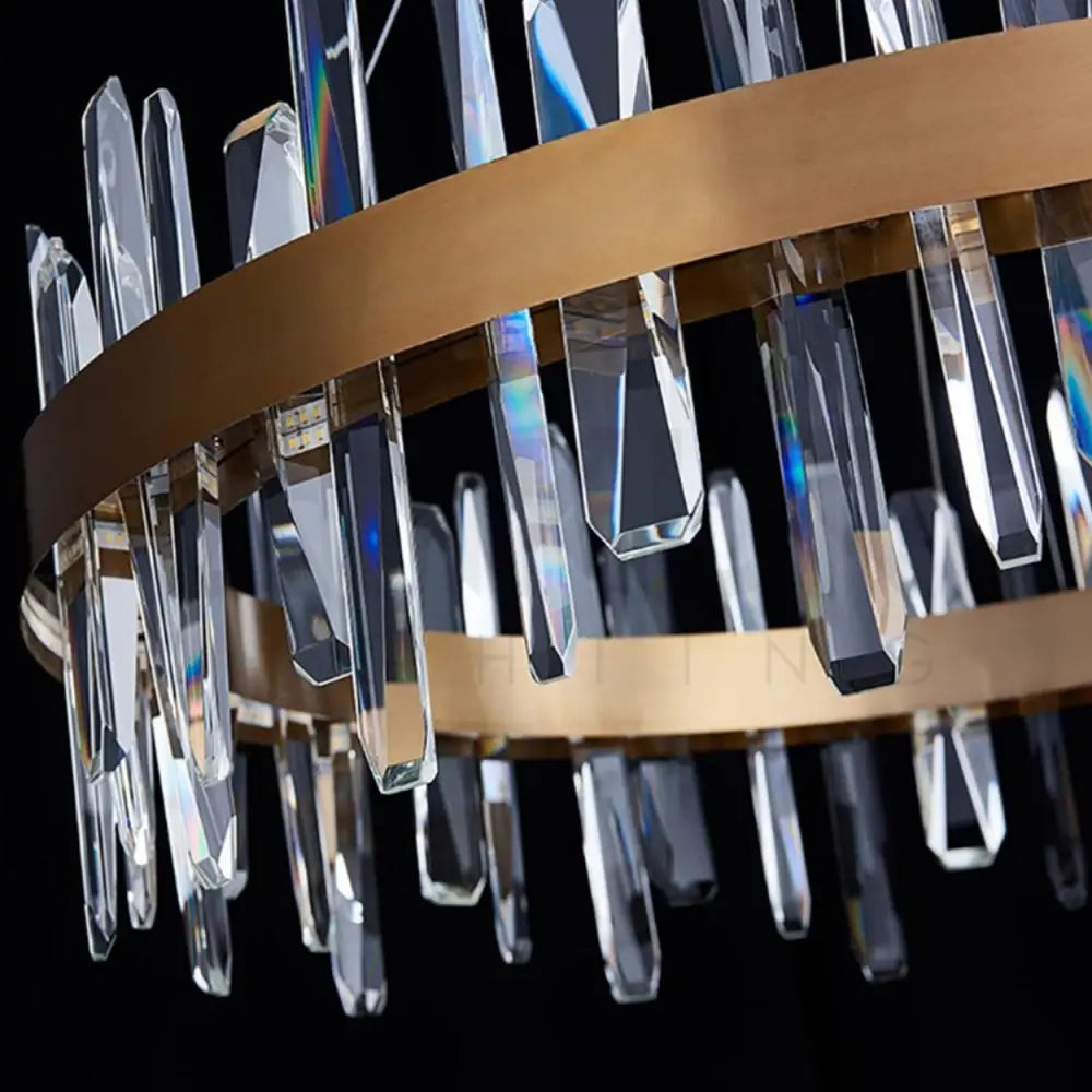 ANKUR SPACED CRYSTAL BAR LED ROUND CONTEMPORARY CHANDELIER - Ankur Lighting
