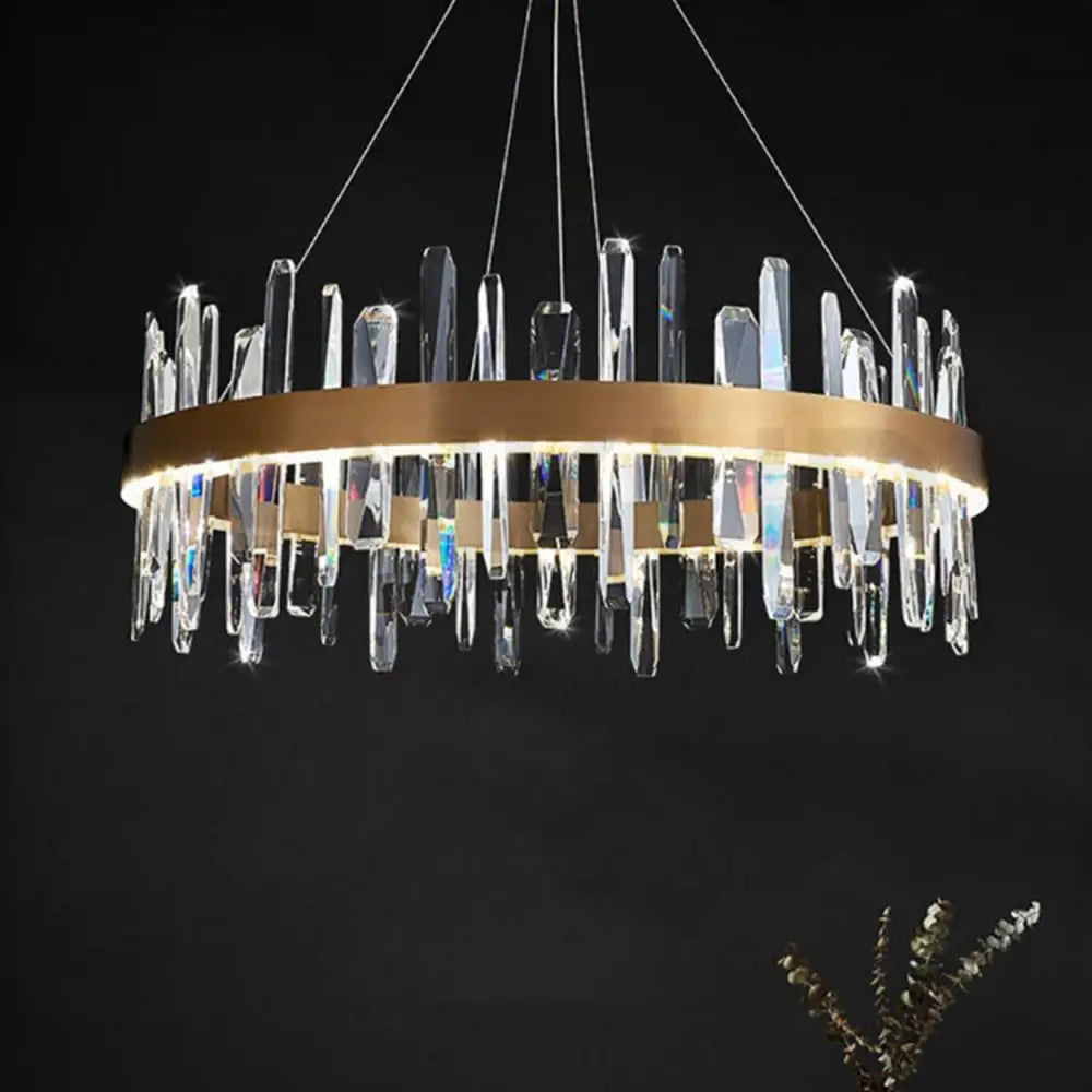 ANKUR SPACED CRYSTAL BAR LED ROUND CONTEMPORARY CHANDELIER - Ankur Lighting