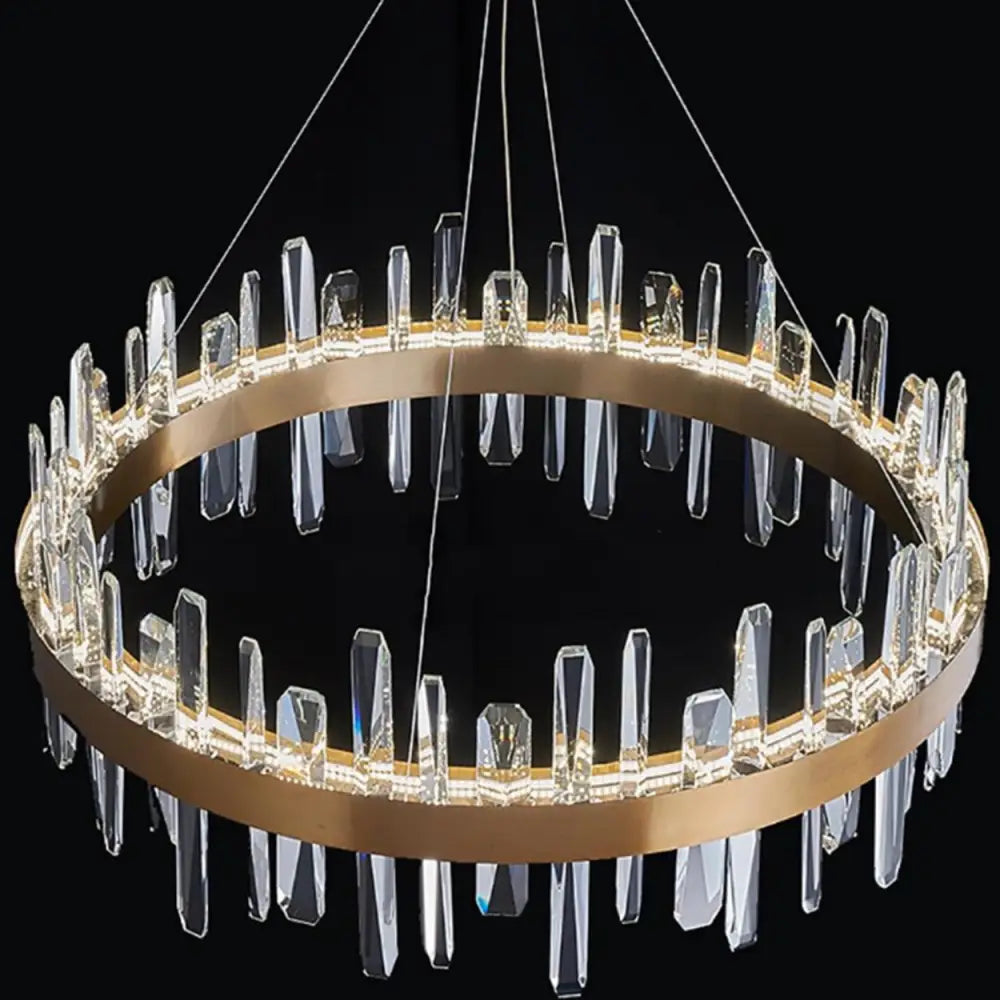 ANKUR SPACED CRYSTAL BAR LED ROUND CONTEMPORARY CHANDELIER - Ankur Lighting