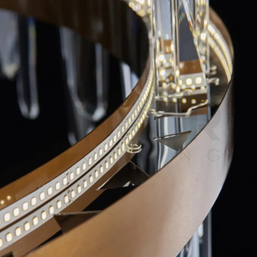 ANKUR SPACED CRYSTAL BAR LED ROUND CONTEMPORARY CHANDELIER - Ankur Lighting