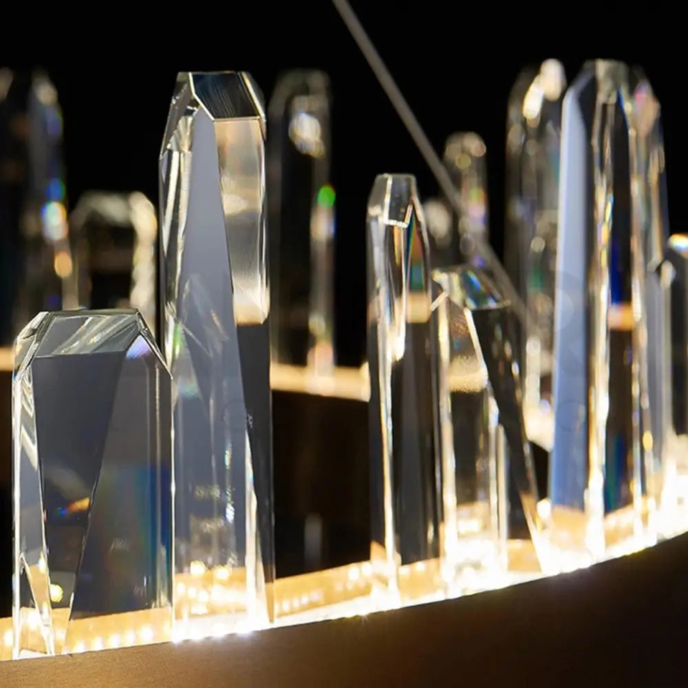 ANKUR SPACED CRYSTAL BAR LED ROUND CONTEMPORARY CHANDELIER - Ankur Lighting