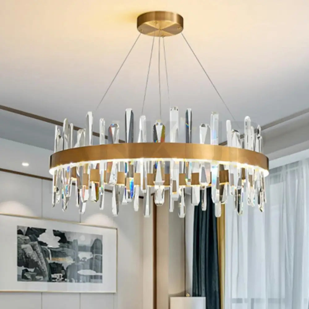 ANKUR SPACED CRYSTAL BAR LED ROUND CONTEMPORARY CHANDELIER - Ankur Lighting