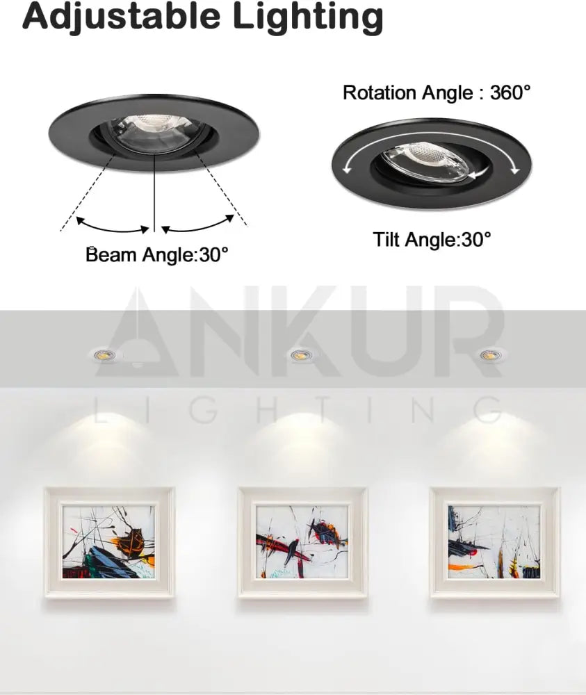 ANKUR STELLA MODERN LED TILTABLE RECESSED DOWNLIGHTER FOR PREMIUM HOME HOTELS OFFICE MALL AND RESTAURANTS