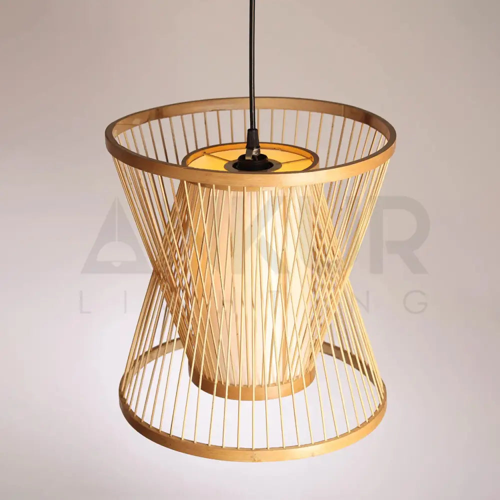 ANKUR SYLO NATURAL BAMBOO CANE AND FABRIC PENDANT LIGHT Pendant Light