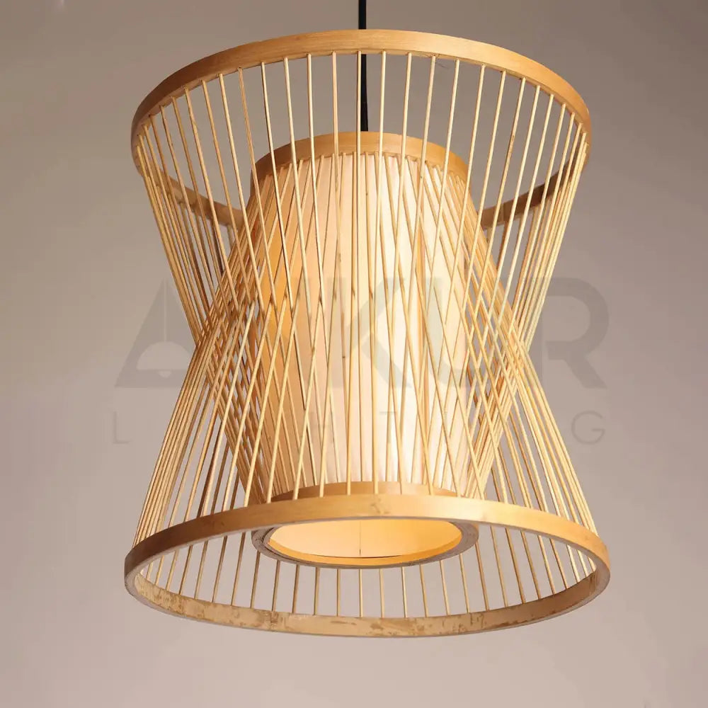 ANKUR SYLO NATURAL BAMBOO CANE AND FABRIC PENDANT LIGHT Pendant Light