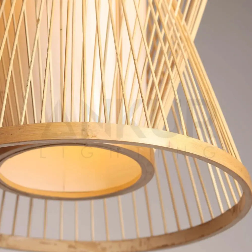 ANKUR SYLO NATURAL BAMBOO CANE AND FABRIC PENDANT LIGHT Pendant Light