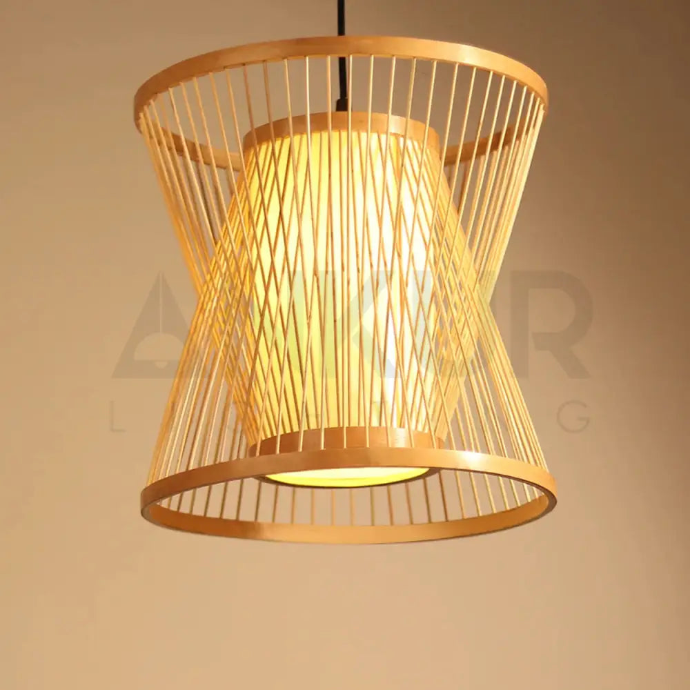ANKUR SYLO NATURAL BAMBOO CANE AND FABRIC PENDANT LIGHT Pendant Light