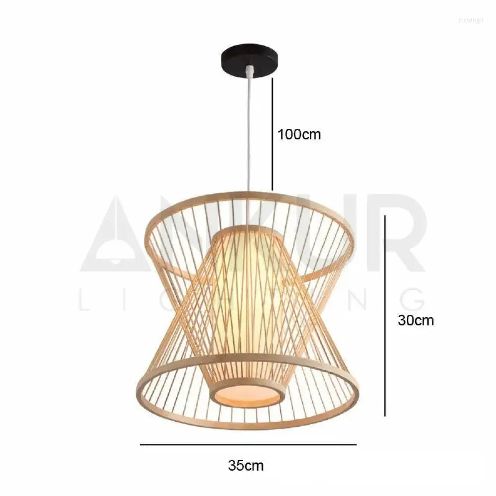 ANKUR SYLO NATURAL BAMBOO CANE AND FABRIC PENDANT LIGHT Pendant Light