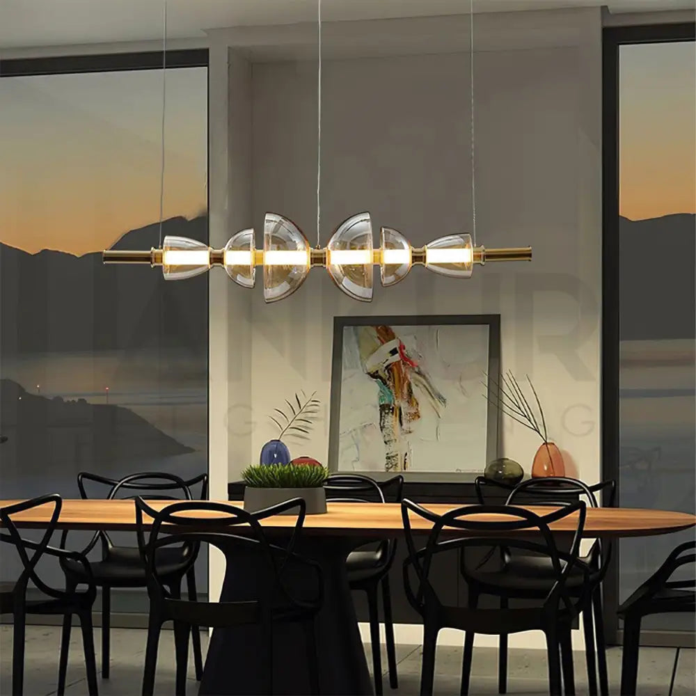 ANKUR TITAN LINEAR MODERN LED HANGING / CHANDELIER FOR DINING TABLE AND OFFICE TABLE AMBER Lighting