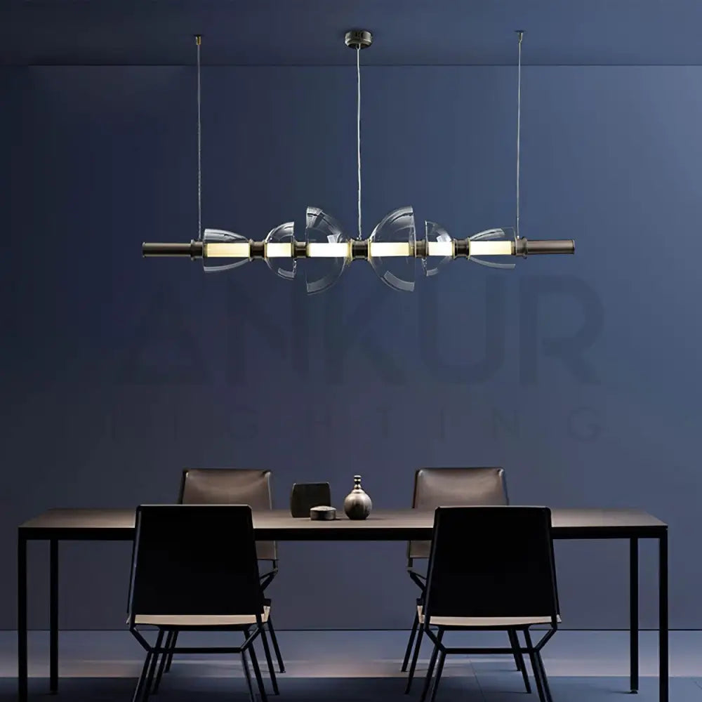 ANKUR TITAN LINEAR MODERN LED HANGING / CHANDELIER FOR DINING TABLE AND OFFICE TABLE SMOKE Lighting