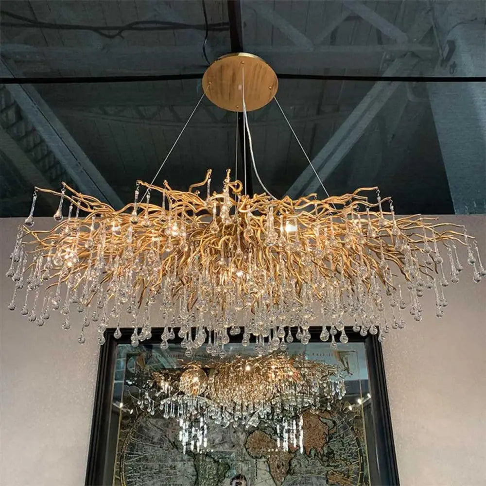 ANKUR TREE BRANCH RAIN DROP MODERN CRYSTAL CHANDELIER - Ankur Lighting