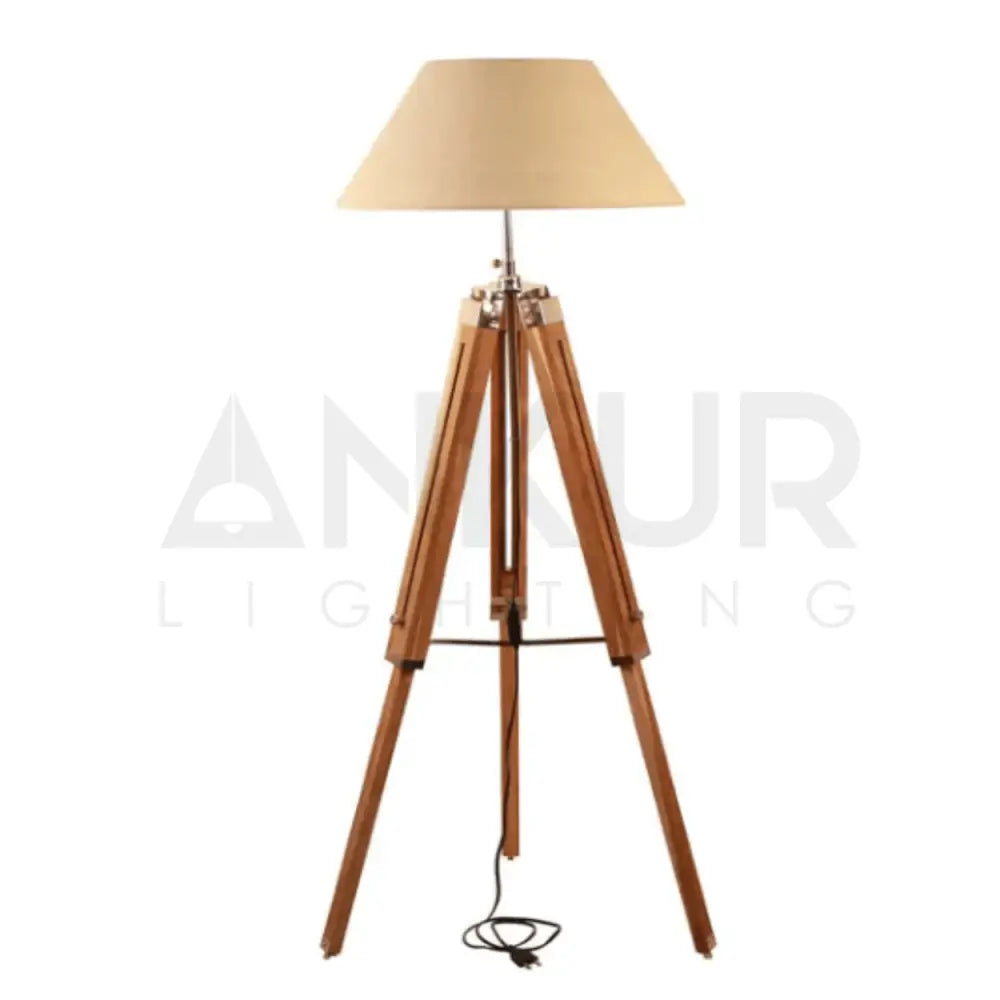 ANKUR TRIPOD WOODEN AND SHADE FLOOR LAMP - Ankur Lighting